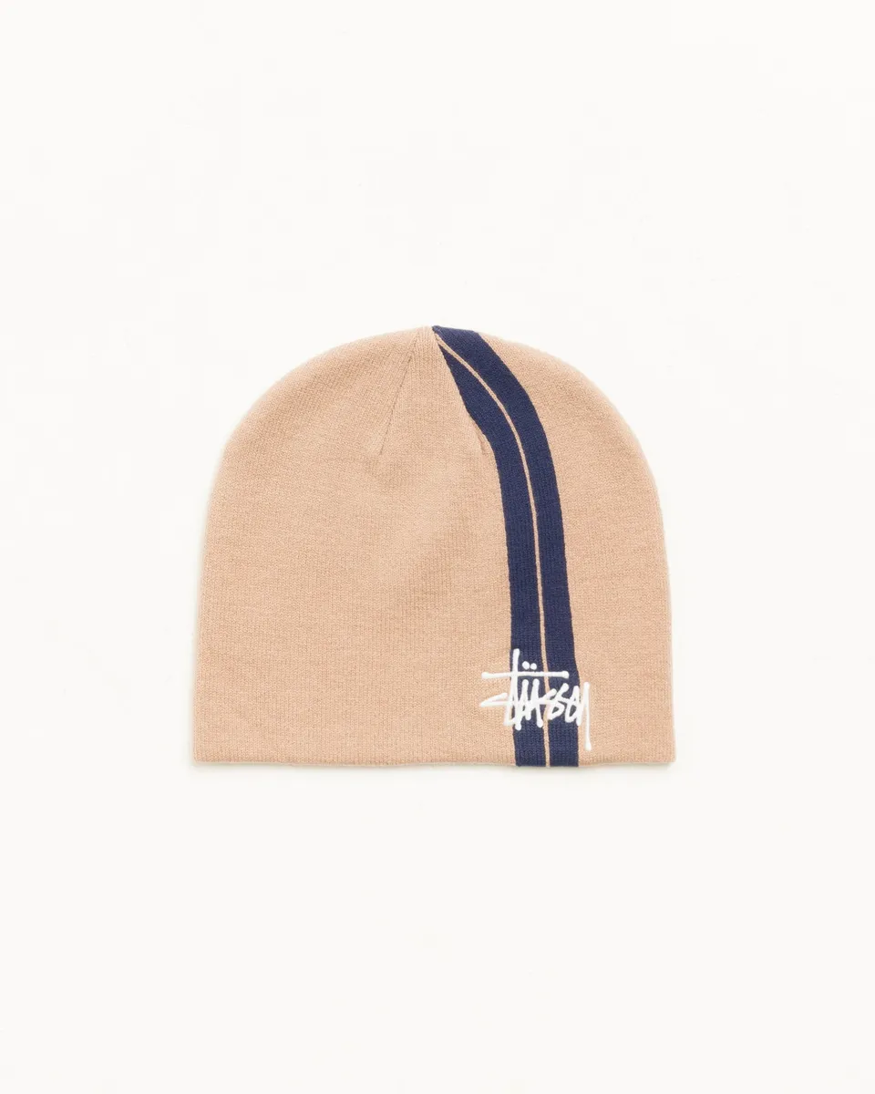 Stussy Double Stripe Skullcap berretto khaki acrilico