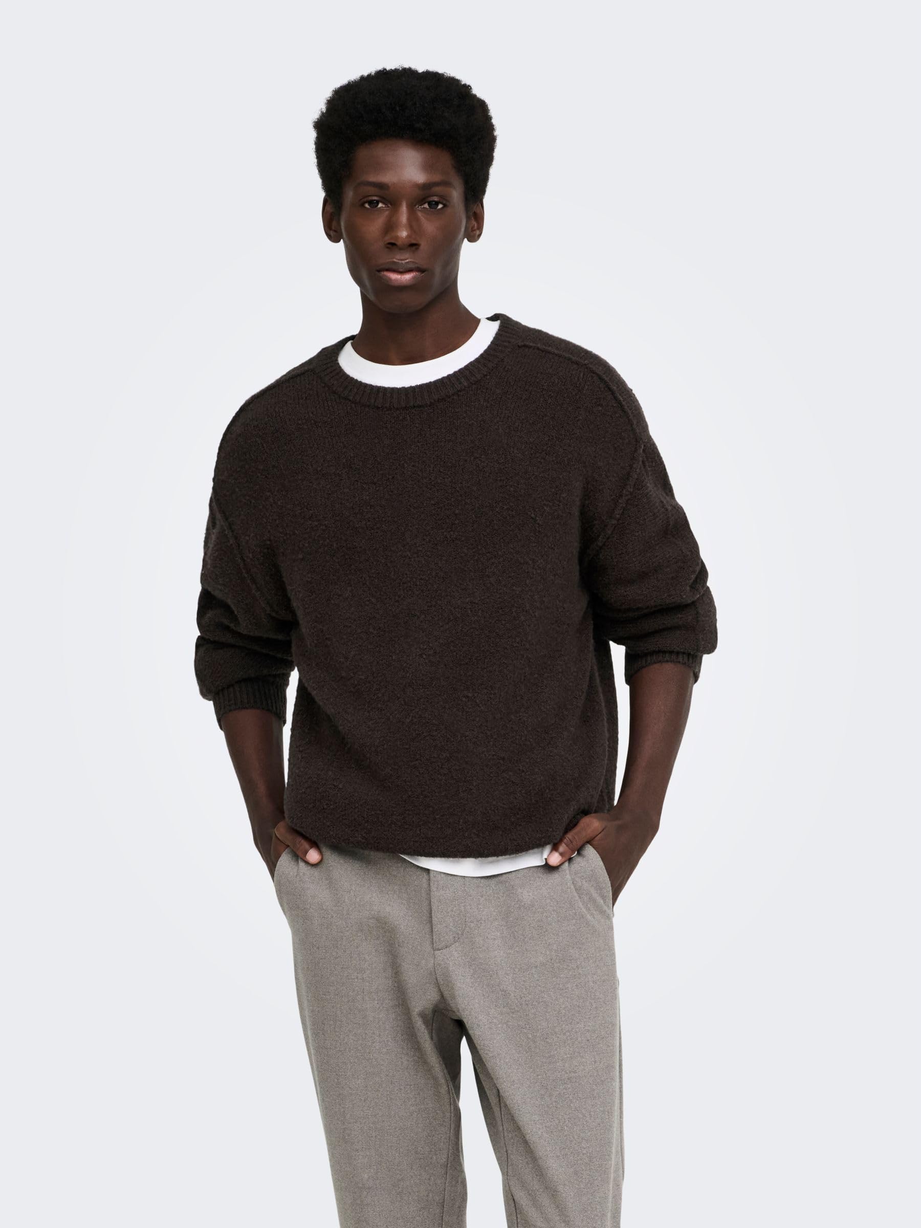 Only & Sons Onsjames Cutline maglione uomo M beige relaxed