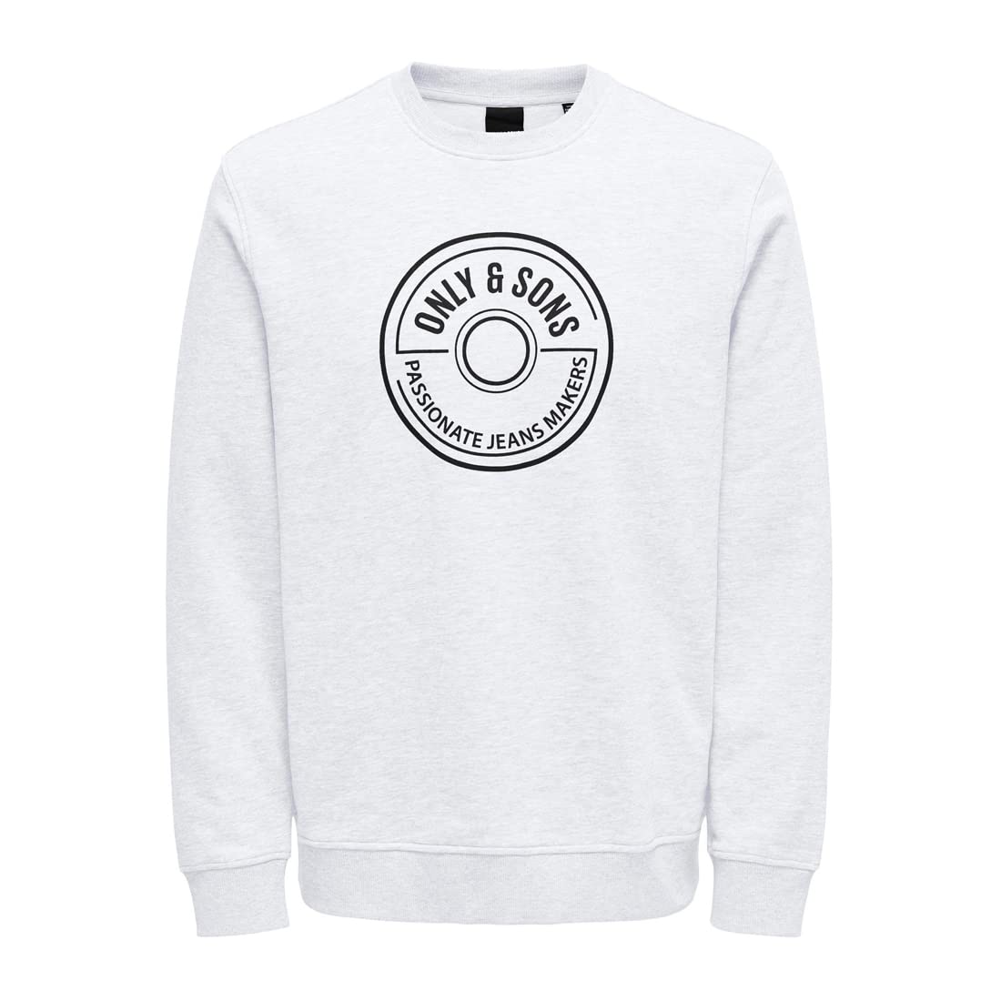 Only & Sons Regular Logo Crew felpa uomo bianco nero cotone