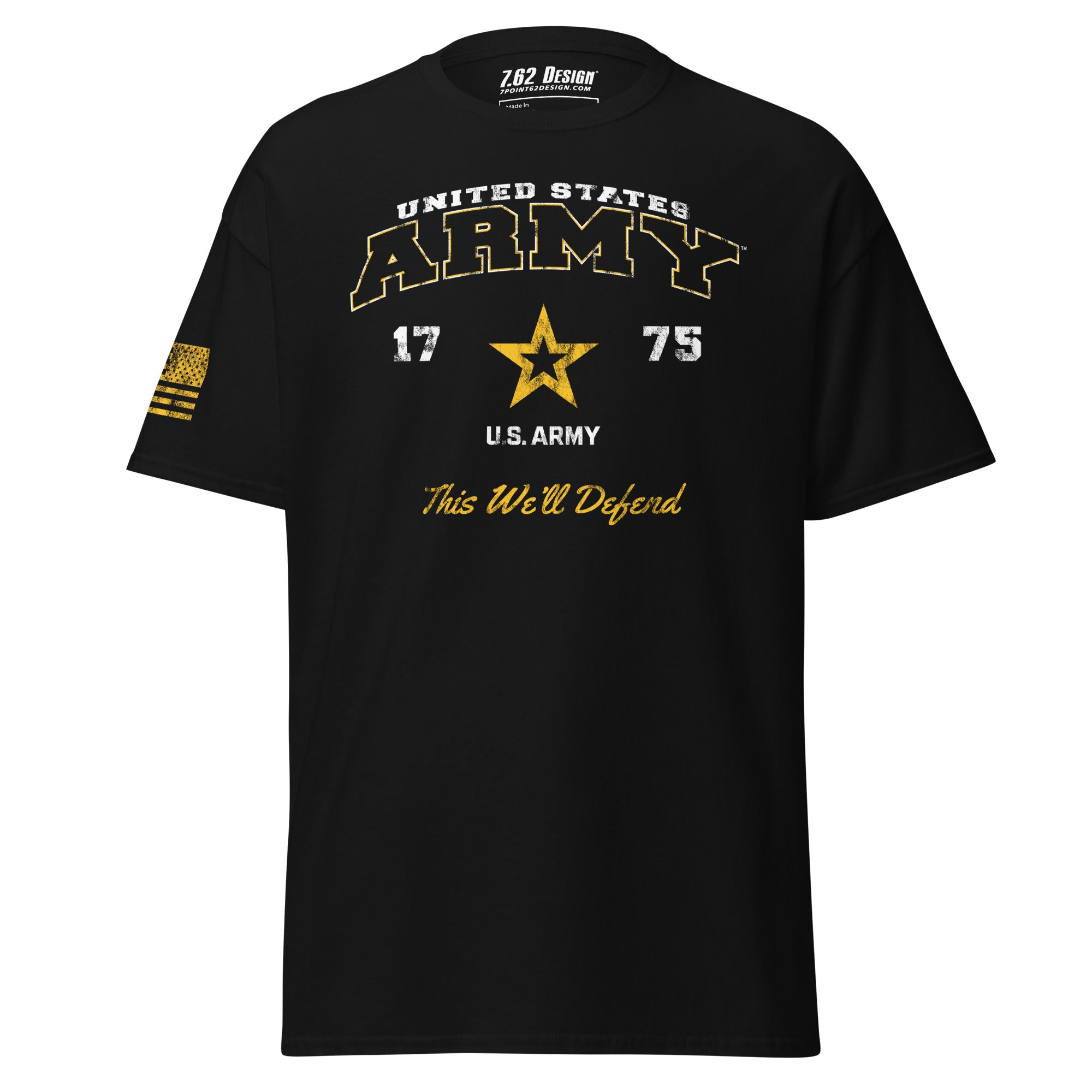 7.62 Design Army maglietta uomo nera cotone vintage taglia L