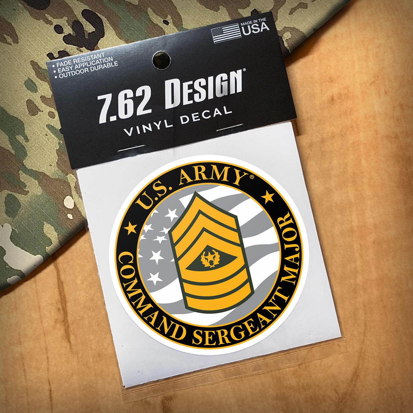 7.62 Design E-9 Command Sergeant Major Decal vinile 3.5" US Army