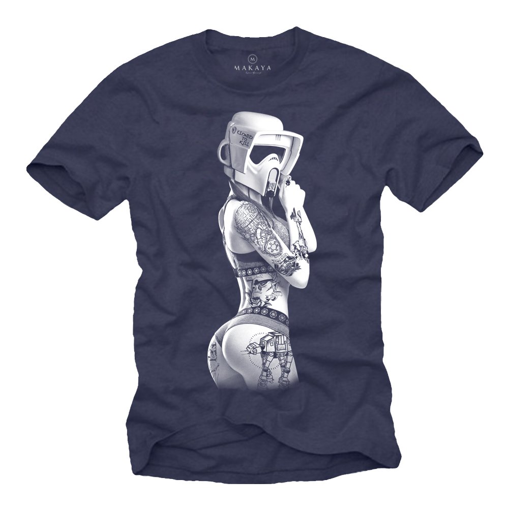 MAKAYA Stormtrooper Tattoo T-Shirt Uomo Nero Cotone