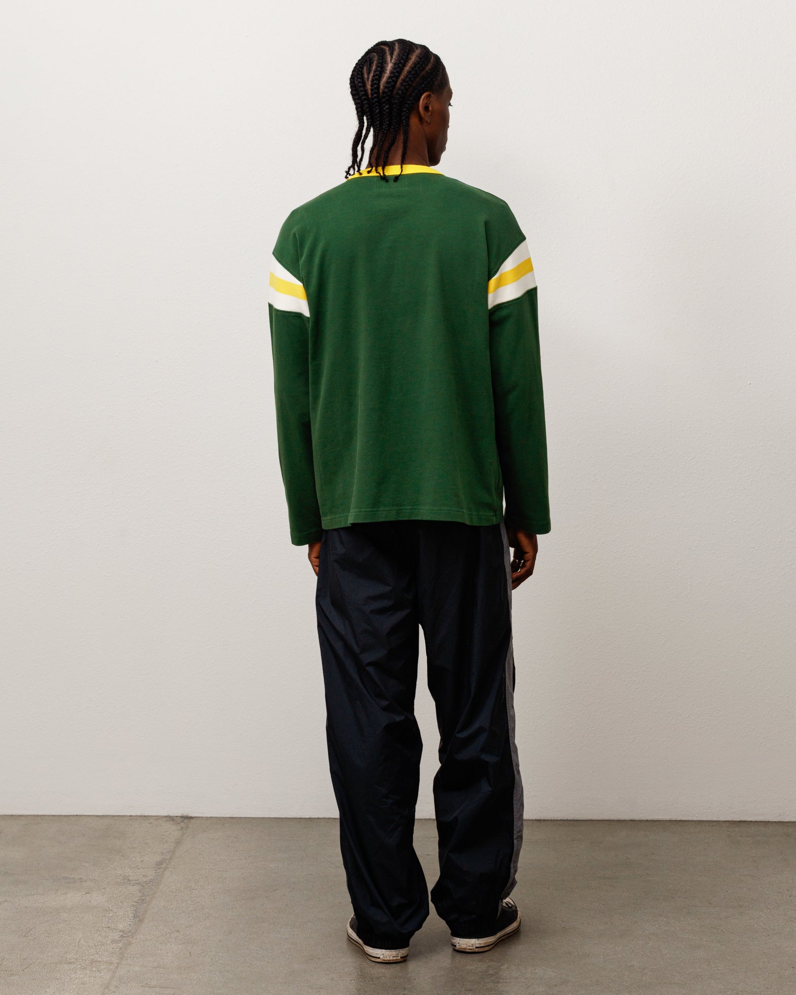 Stussy LS Ringer Tee maglietta verde manica lunga