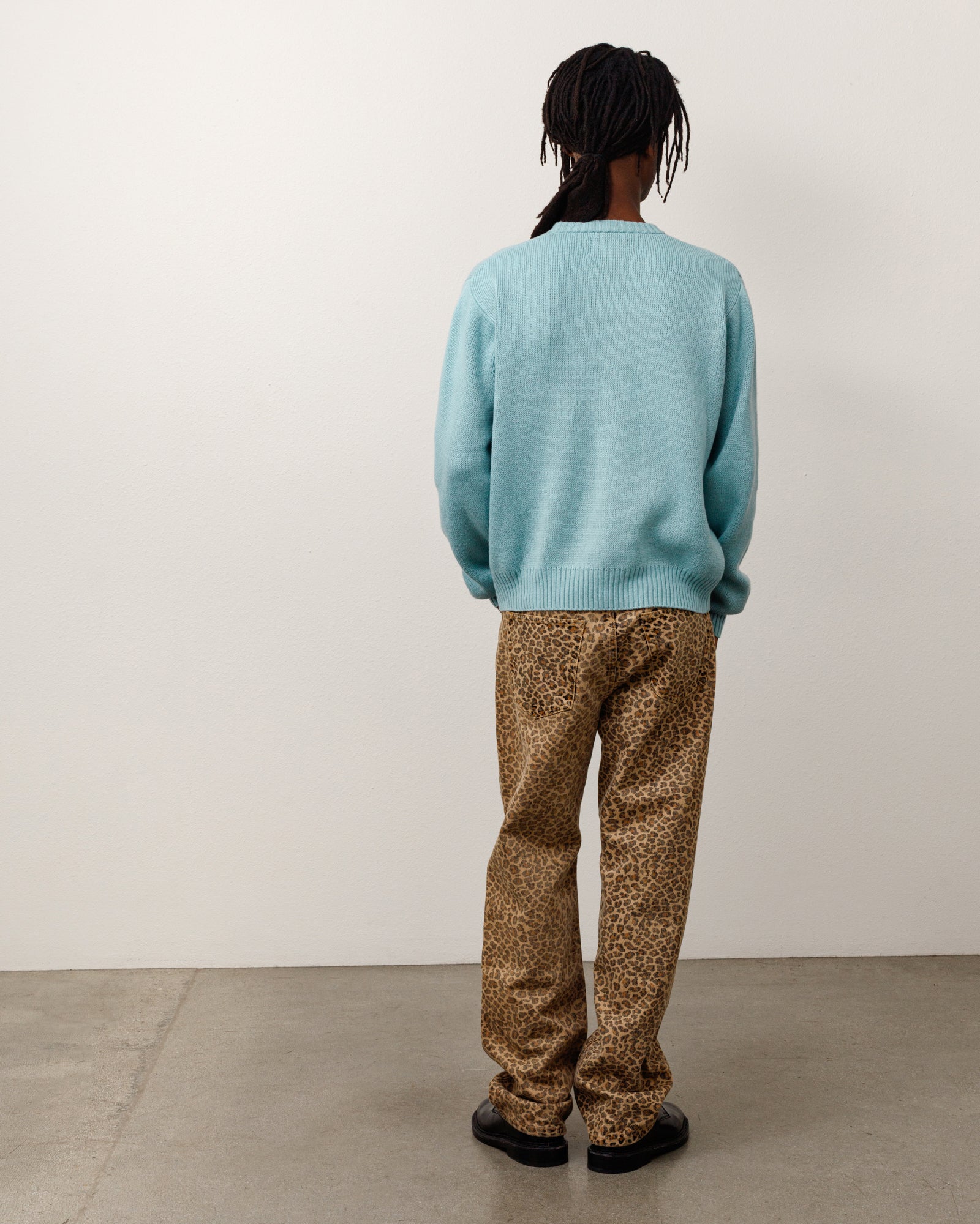 Stussy Striped Hibiscus Sweater maglione Dusty Blue jacquard