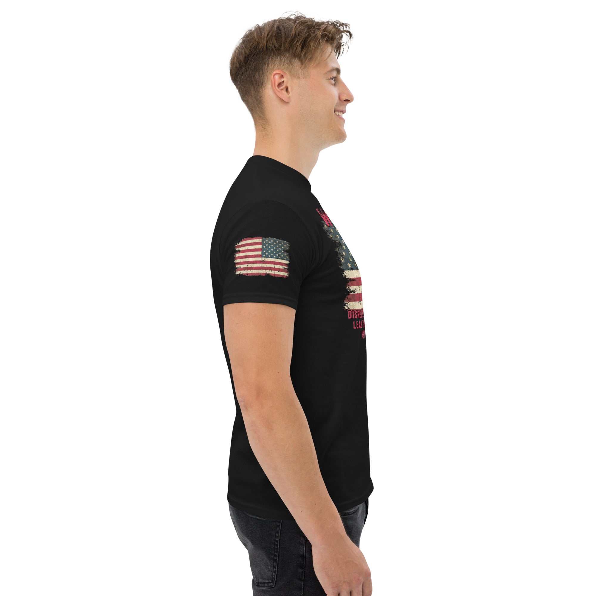 7.62 Design US Flag Warning T-Shirt uomo nera cotone taglia L