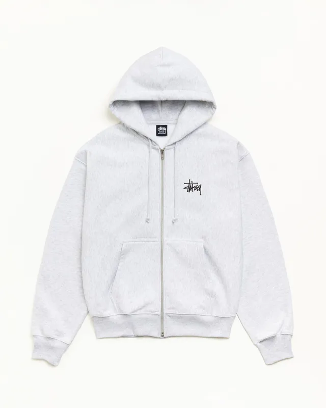 Stussy Basic Zip Hoodie felpa zip Ash Heather grigia