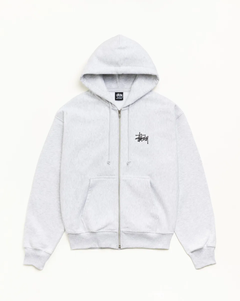 Stussy Basic Zip Hoodie felpa zip Ash Heather grigia