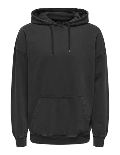 Only & Sons Creative Felpa Uomo Cappuccio Nera Washed