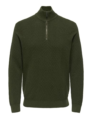 Only & Sons Onsmace Mezza Zip Maglione Olive Night