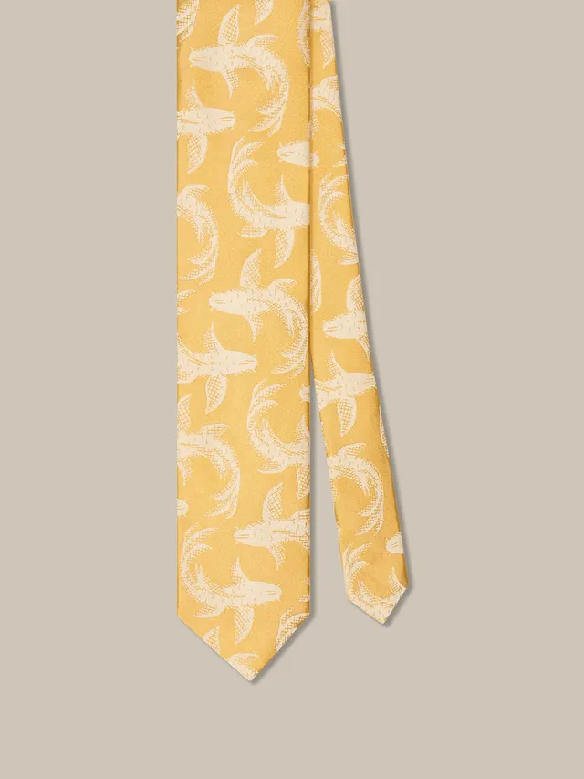 Robert Talbott Koi Fish Jacquard cravatta seta oro REG