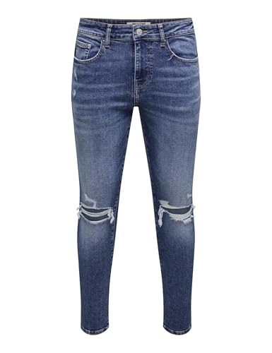 Only & Sons Onswarp Skinny Destroy Jeans Blu Jeans Scuro
