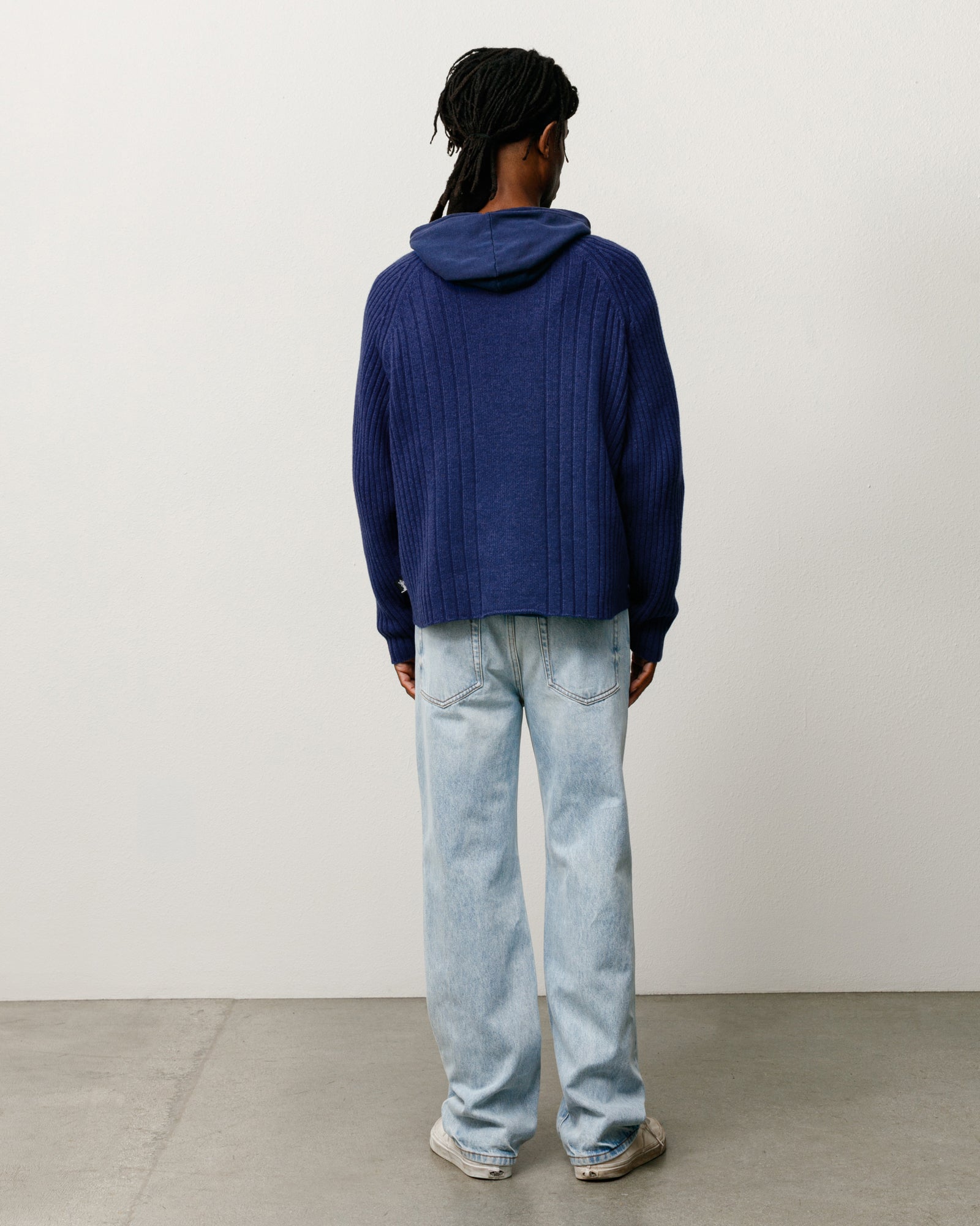 Stussy Merino Roll Neck Maglione Blue Lana Merino