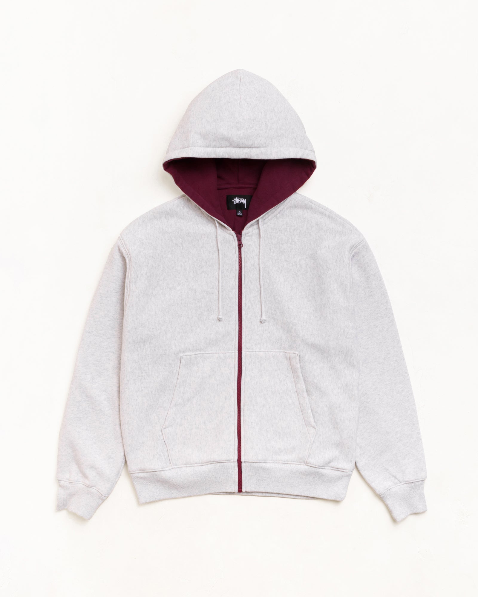Stussy Double Faced Zip Hoodie felpa Ash Heather cotone