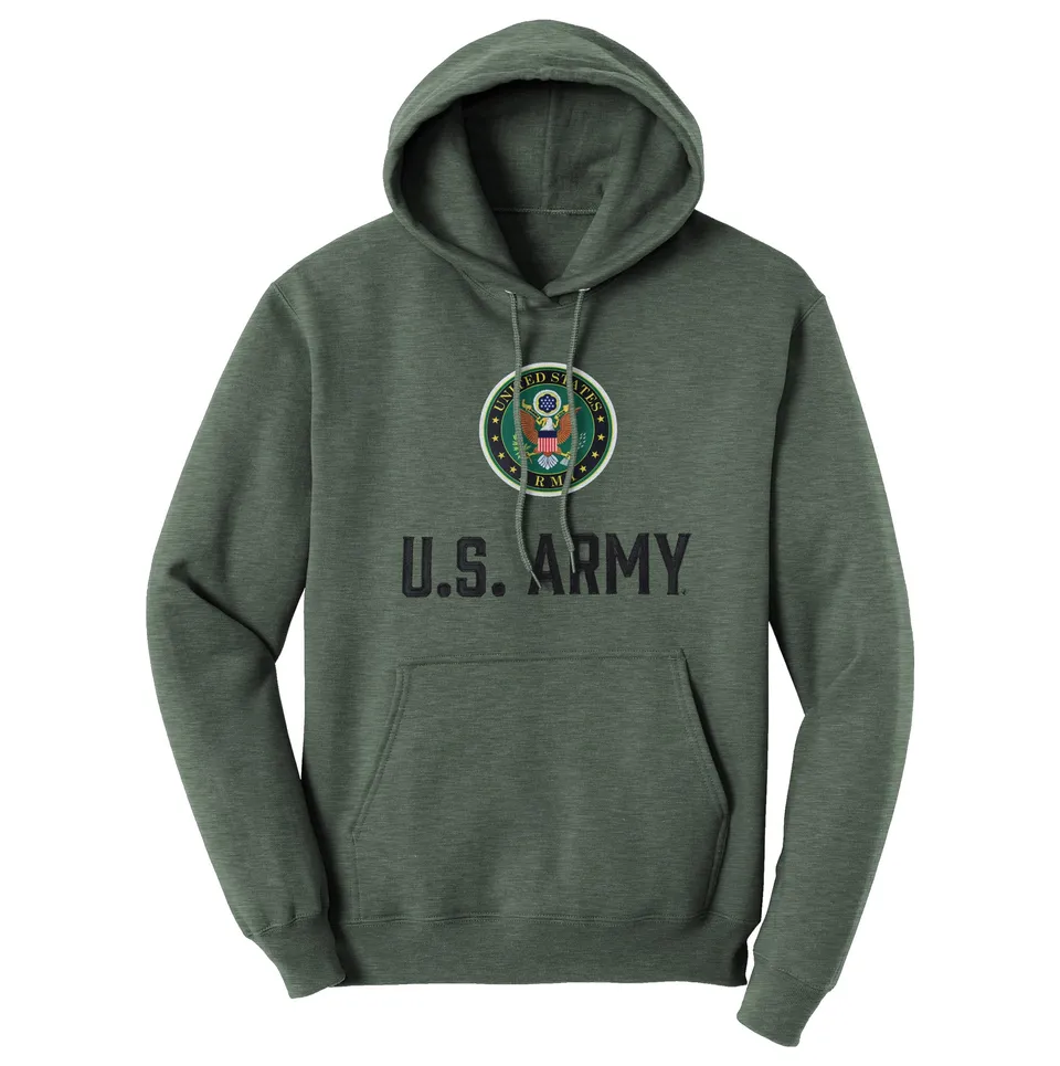 7.62 Design Army felpa uomo verde cappuccio cotone ricamata