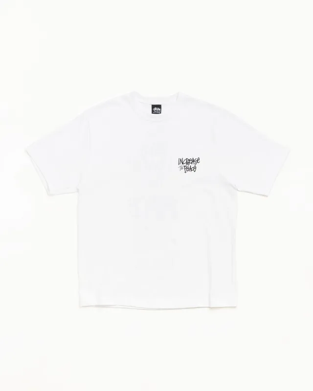 Stussy Peace Increased Tee maglietta bianca cotone 220 gsm