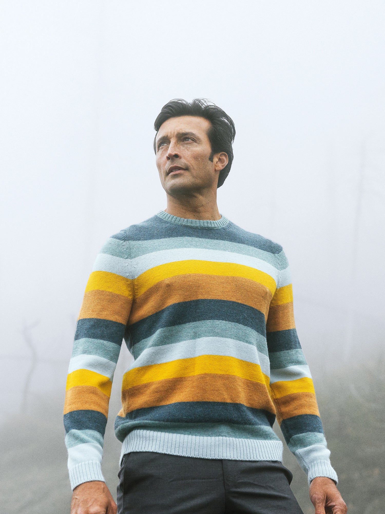 Robert Talbott Radcliffe Maglione Uomo Aqua Multi Baby Alpaca