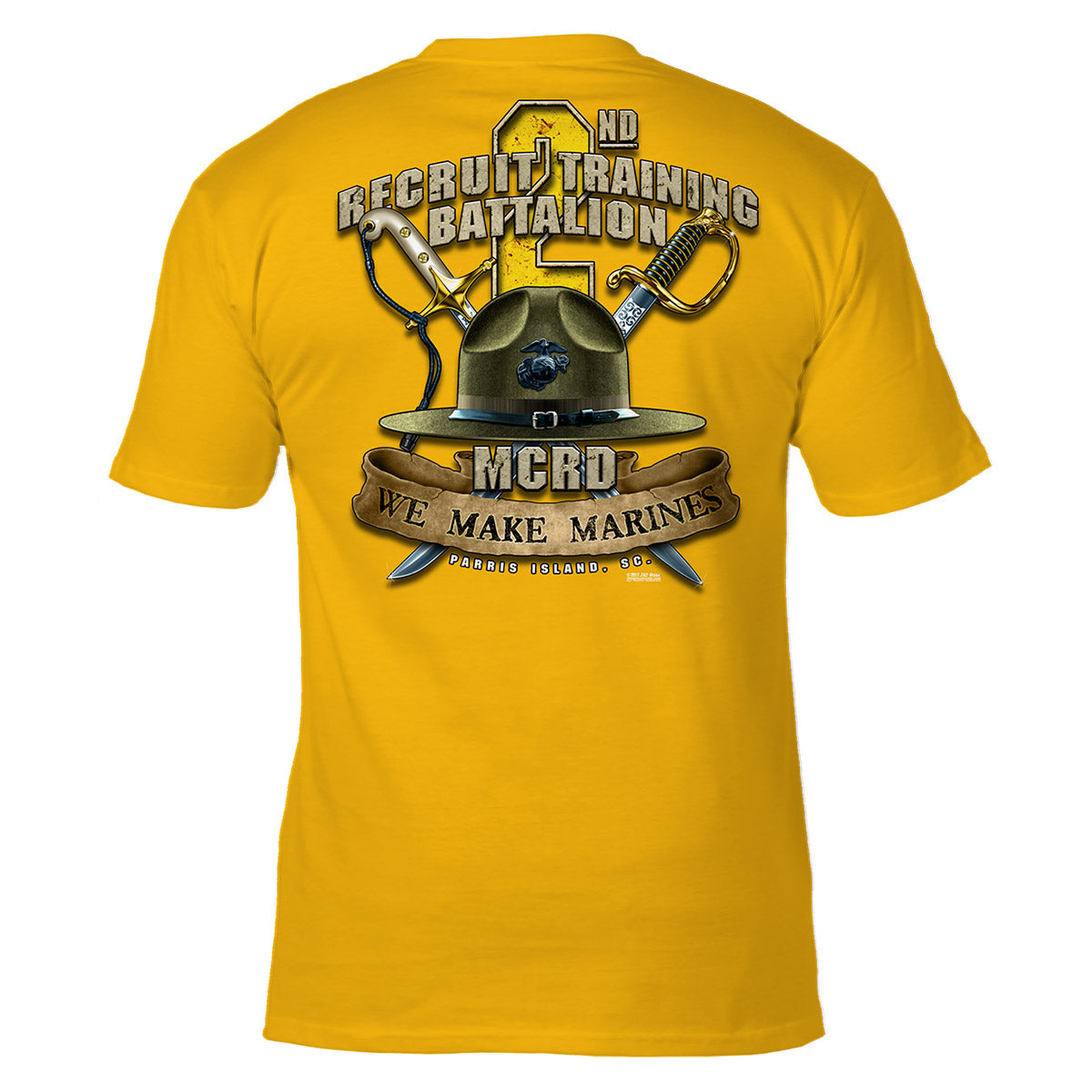 7.62 Design MCRD Parris Island 2nd Battalion T-Shirt Oro Cotone