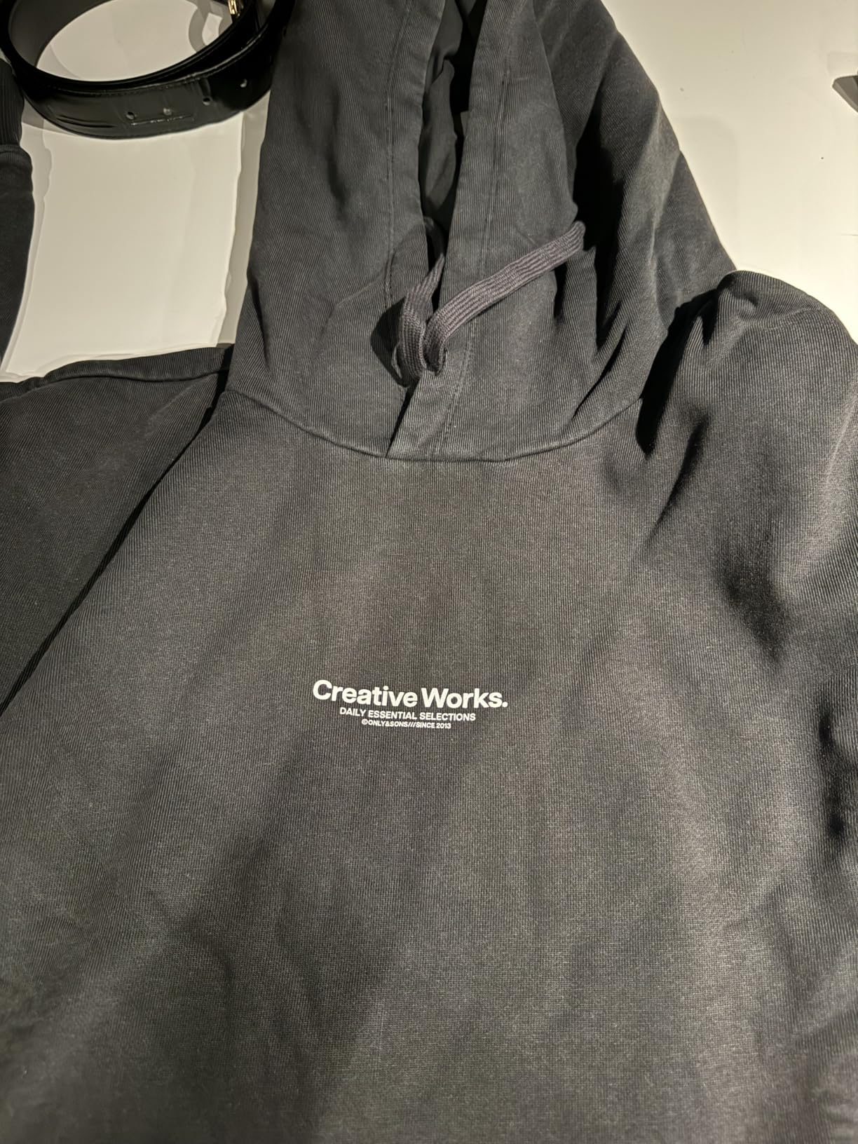 Only & Sons Creative Felpa Uomo Cappuccio Nera Washed