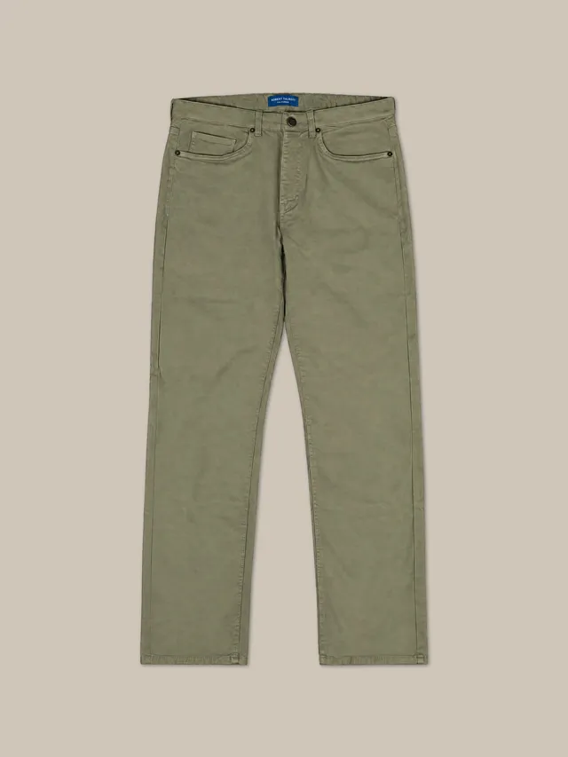 Robert Talbott Pablo Pantaloni 5 Tasche Uomo Oliva Stretch