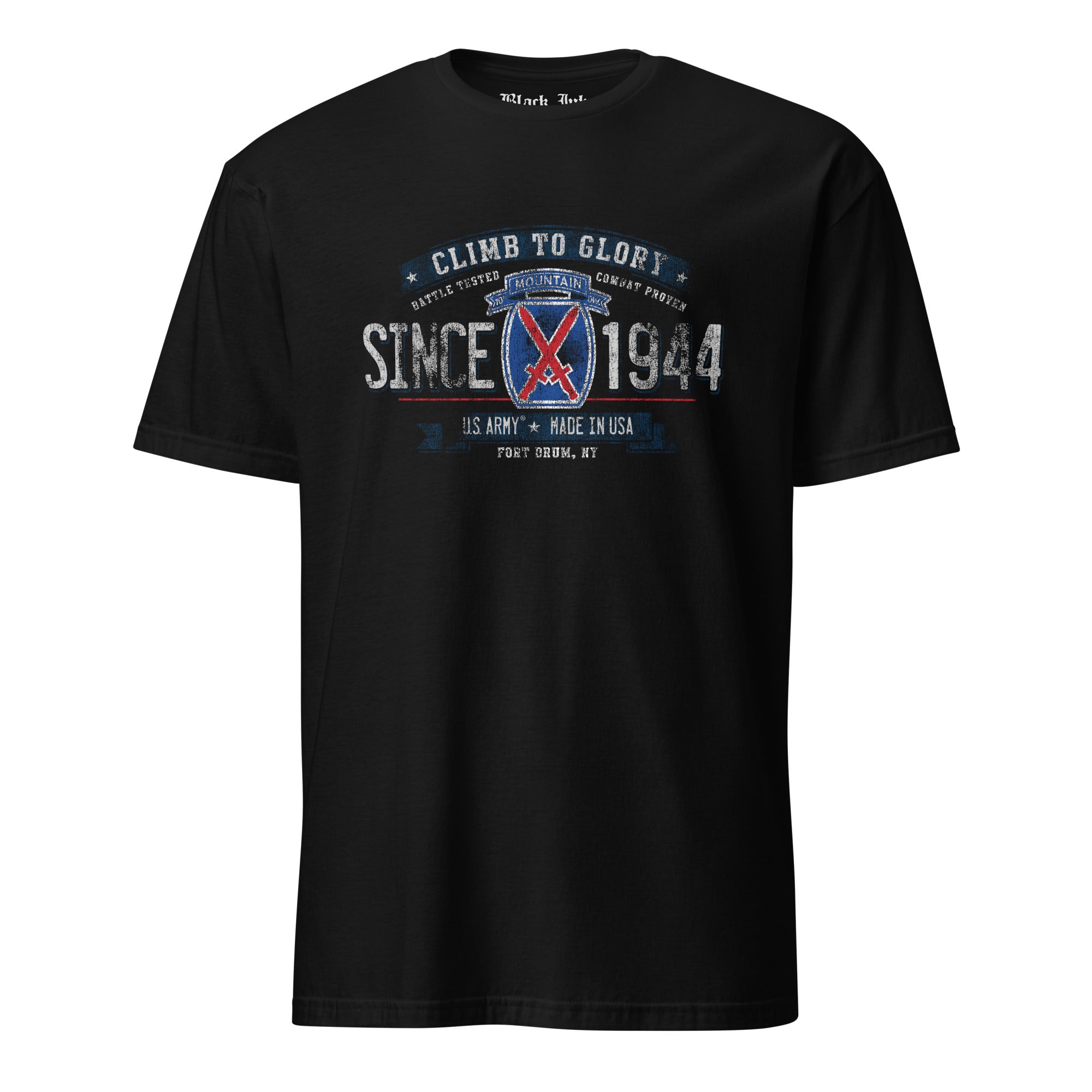 Black Ink 10th Mountain Division Maglietta Nera Cotone XL
