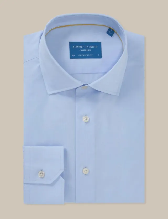 Robert Talbott Reynolds camicia elegante popeline azzurra