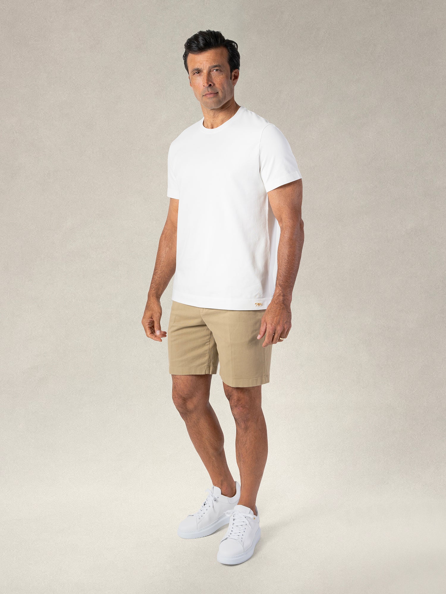 Robert Talbott Draper Shorts Uomo Khaki Twill Elasticizzato