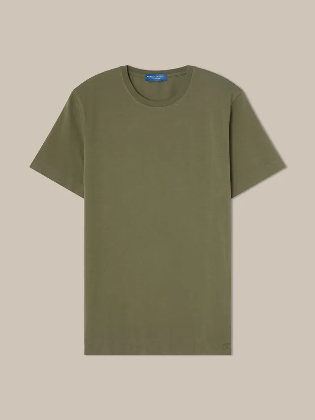 Robert Talbott Dean maglietta cotone verde oliva elasticizzata