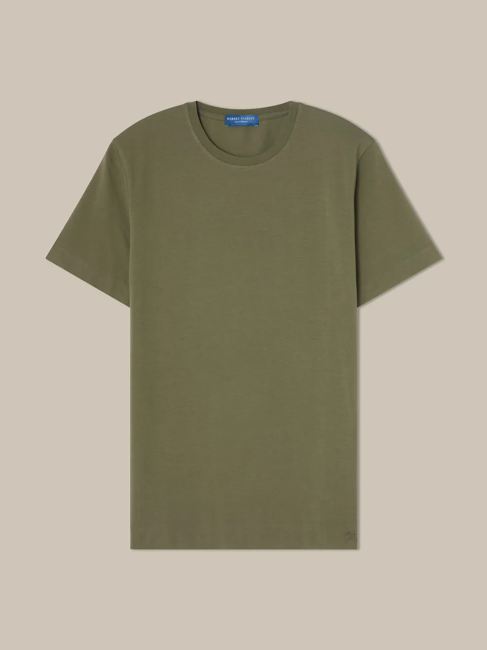 Robert Talbott Dean maglietta cotone verde oliva elasticizzata