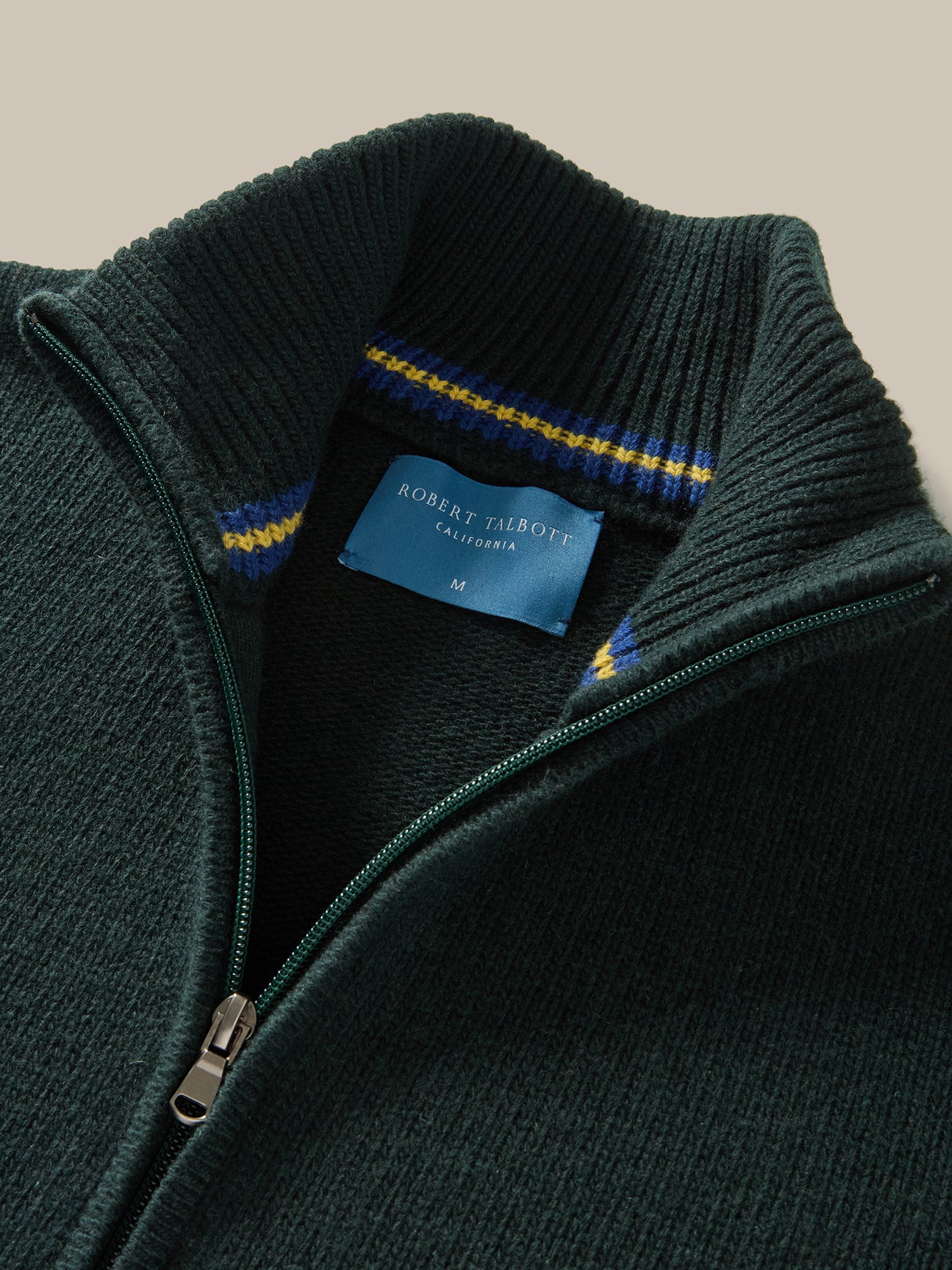 Robert Talbott Graham Maglione Uomo Zip Cashmere Verde