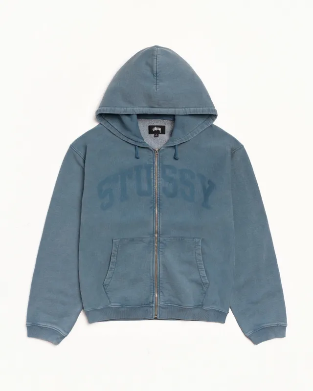 Stussy Faded Graphic Zip Hoodie felpa blu navy 500 gsm