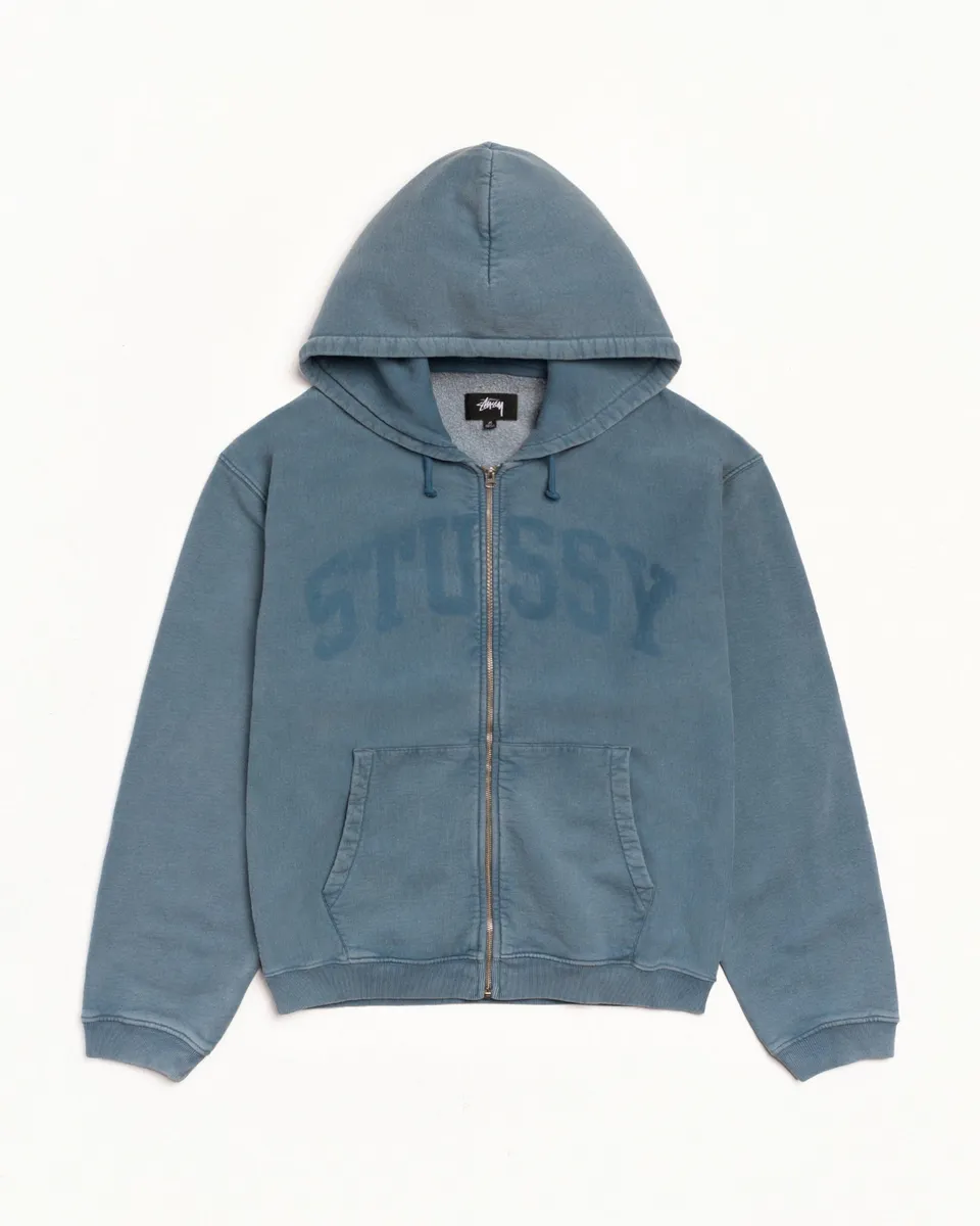 Stussy Faded Graphic Zip Hoodie felpa blu navy 500 gsm