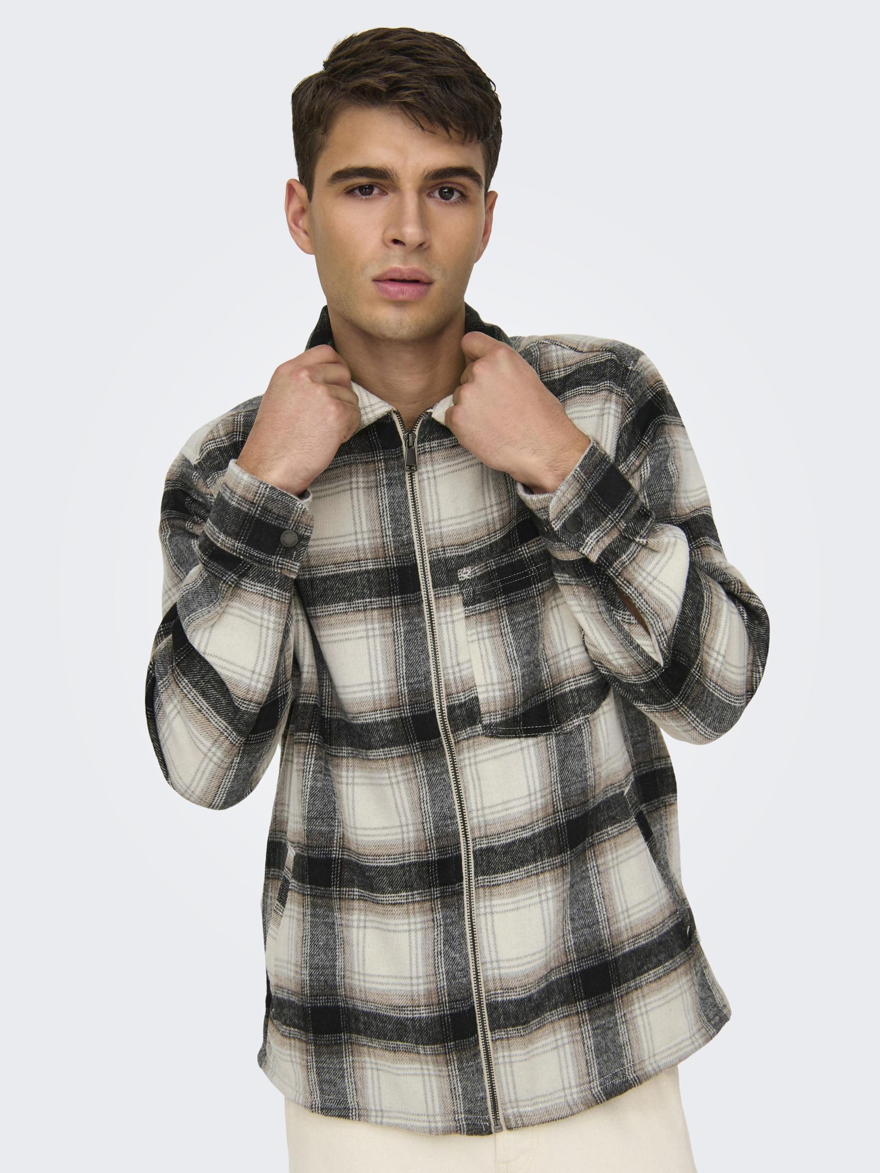 ONLY & SONS Onsaustin camicia uomo zip bianca S