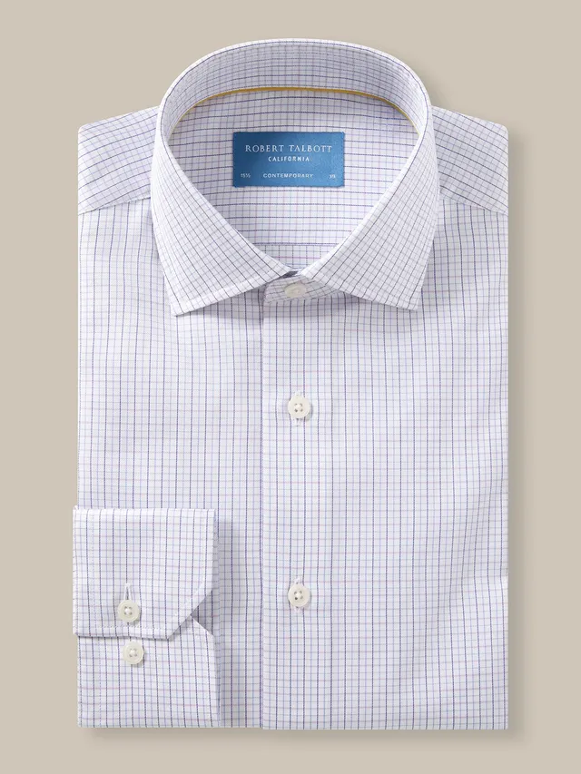 Robert Talbott Reynolds Tattersall camicia cotone lampone