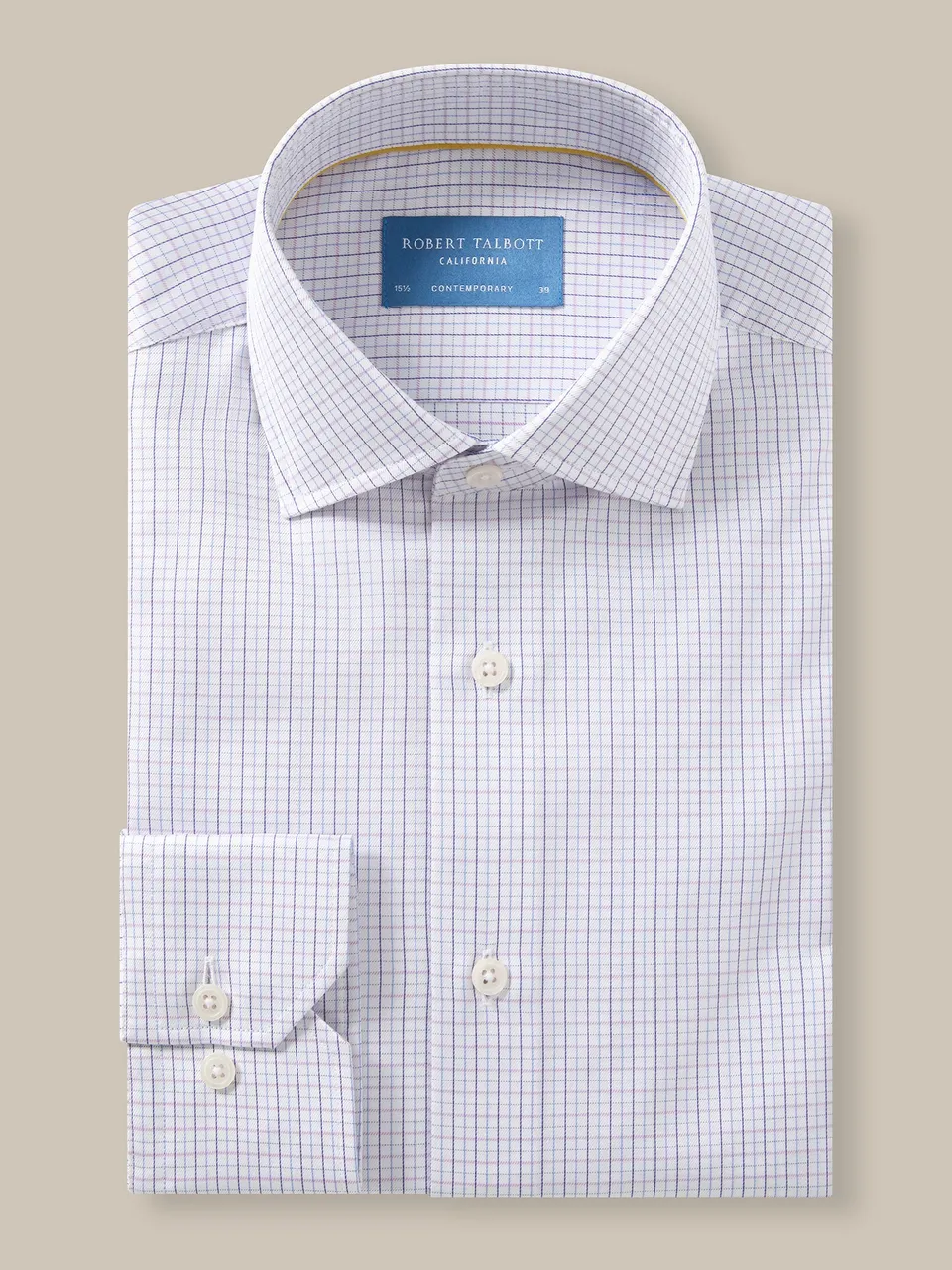 Robert Talbott Reynolds Tattersall camicia cotone lampone