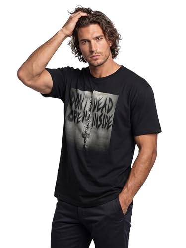 MAKAYA Dead Inside T-Shirt Uomo S Cotone Nera