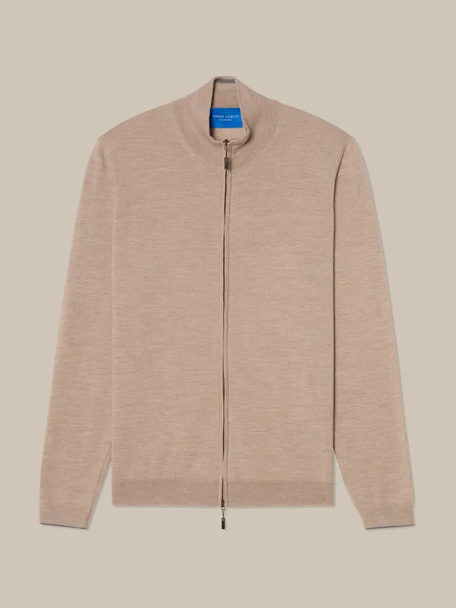 Robert Talbott Dalton maglione full zip merino flax