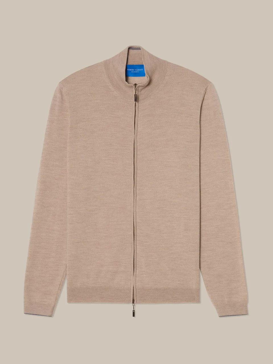 Robert Talbott Dalton maglione full zip merino flax