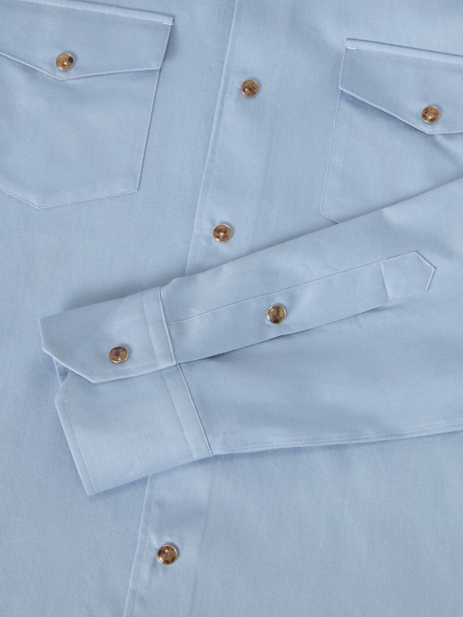 Robert Talbott McQueen camicia western cotone cashmere blu
