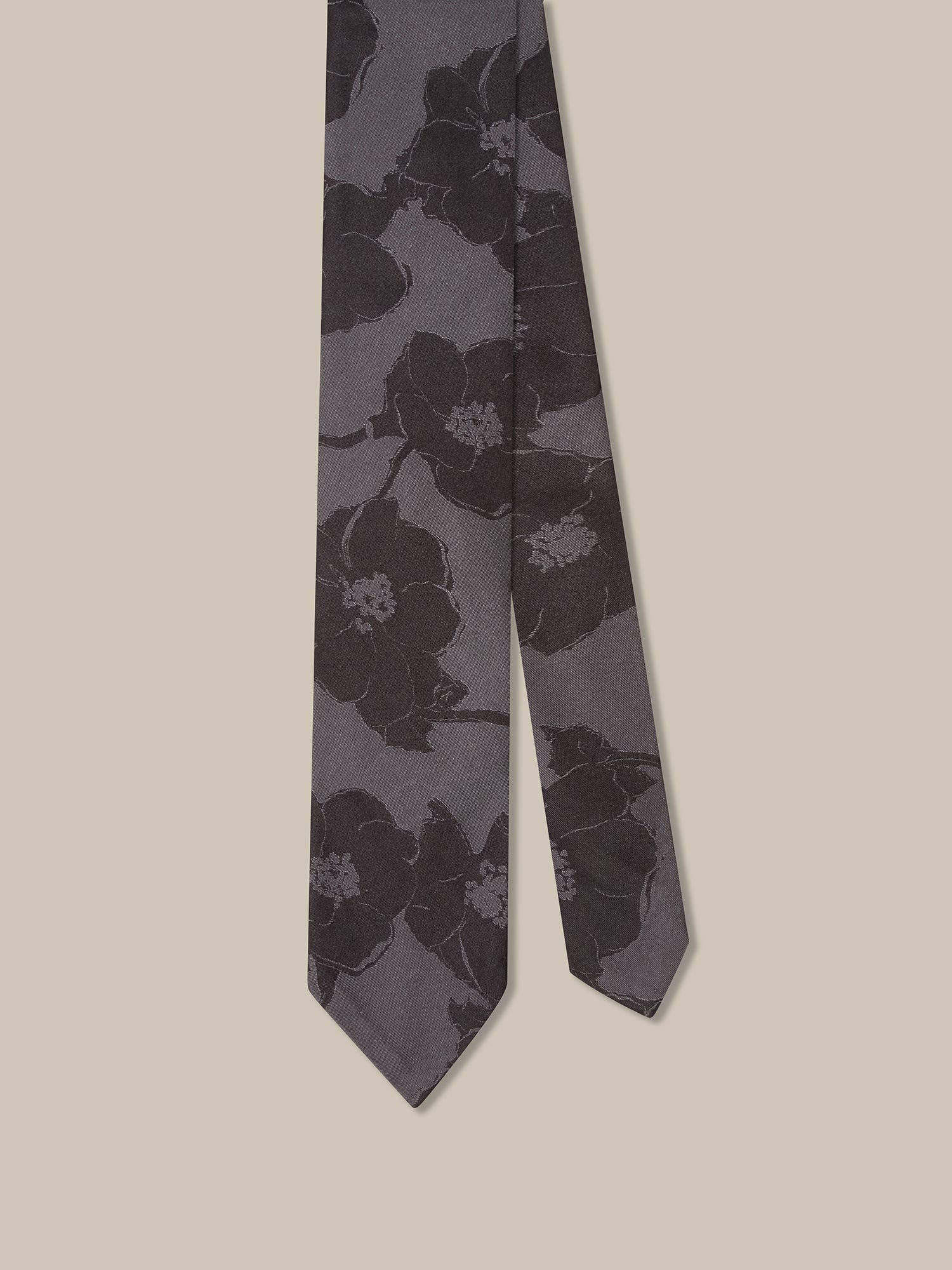 Robert Talbott Duvall Floral Cravatta Seta Grigia Sfoderata