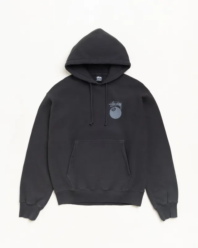 Stussy 8 Ball Hoodie felpa cappuccio nero sbiadito 450 gsm