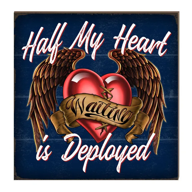 7.62 Design Half My Heart targa legno 25x25 cm blu navy MDF
