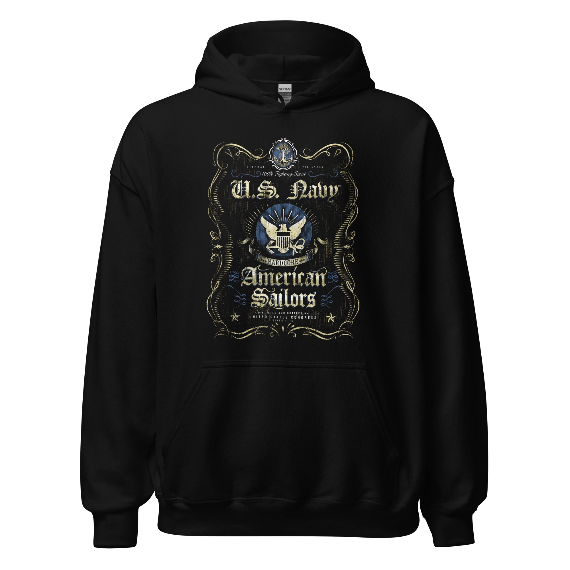 7.62 Design Navy Fighting Spirit felpa nera cappuccio