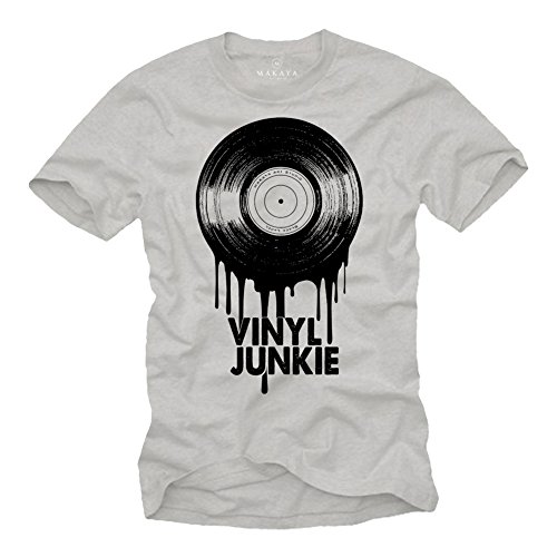 MAKAYA T-Shirt Uomo Vinyl Junkie Maglietta XXL 100% Cotone