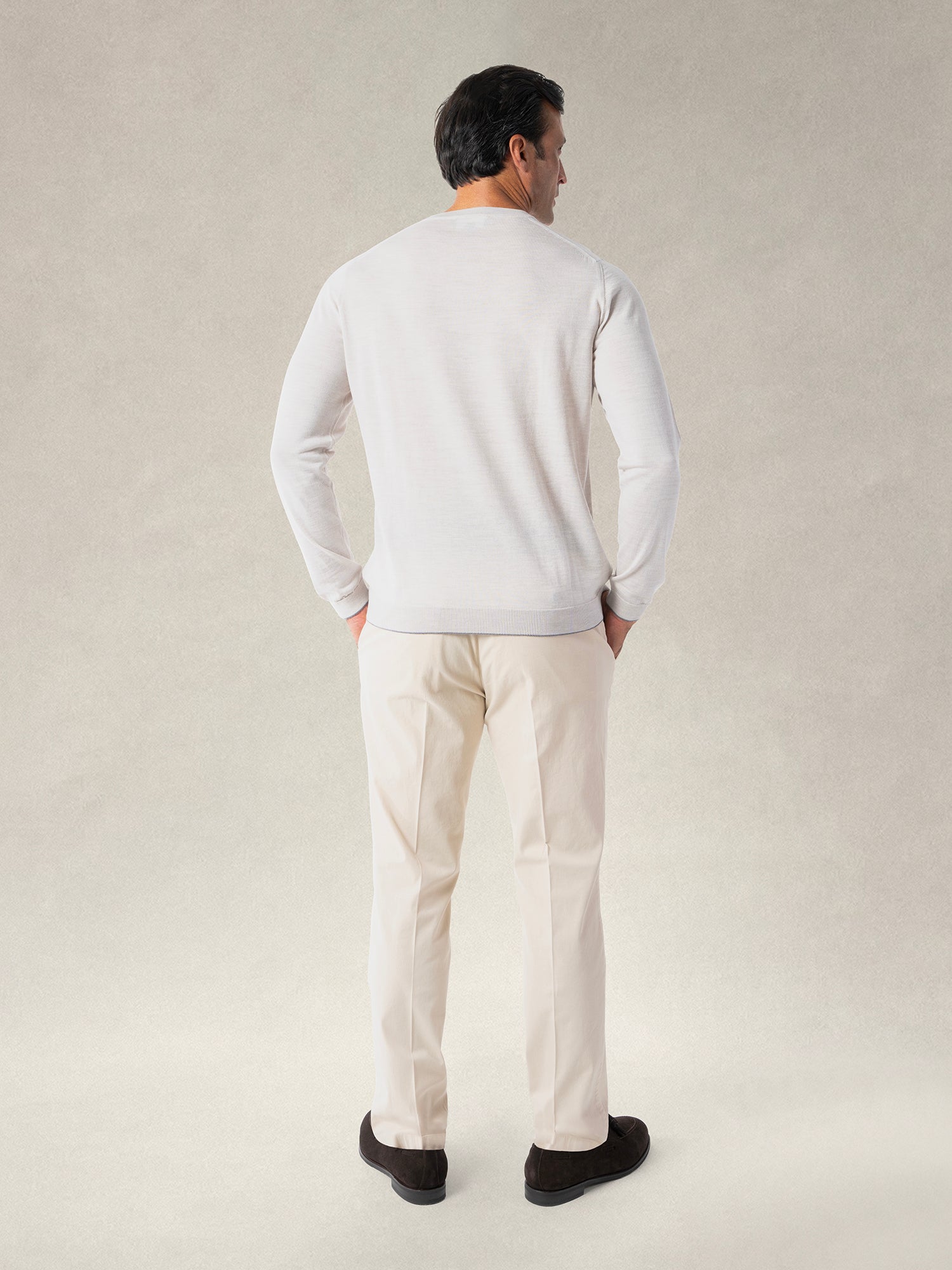 Robert Talbott Keaton maglione merino Oatmeal taglia L