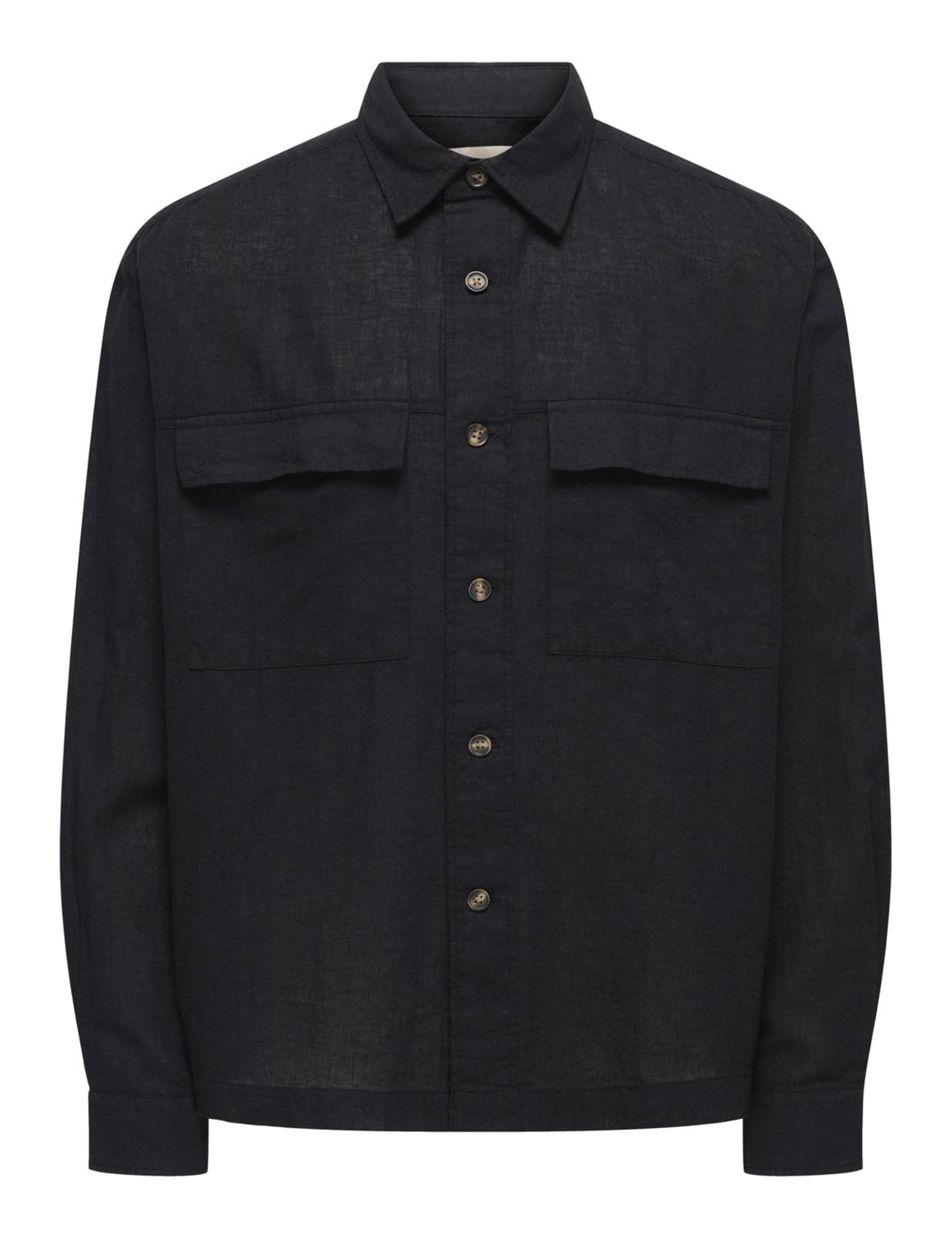 ONLY & SONS Onscaiden Camicia Lino Uomo Nero L Leggera