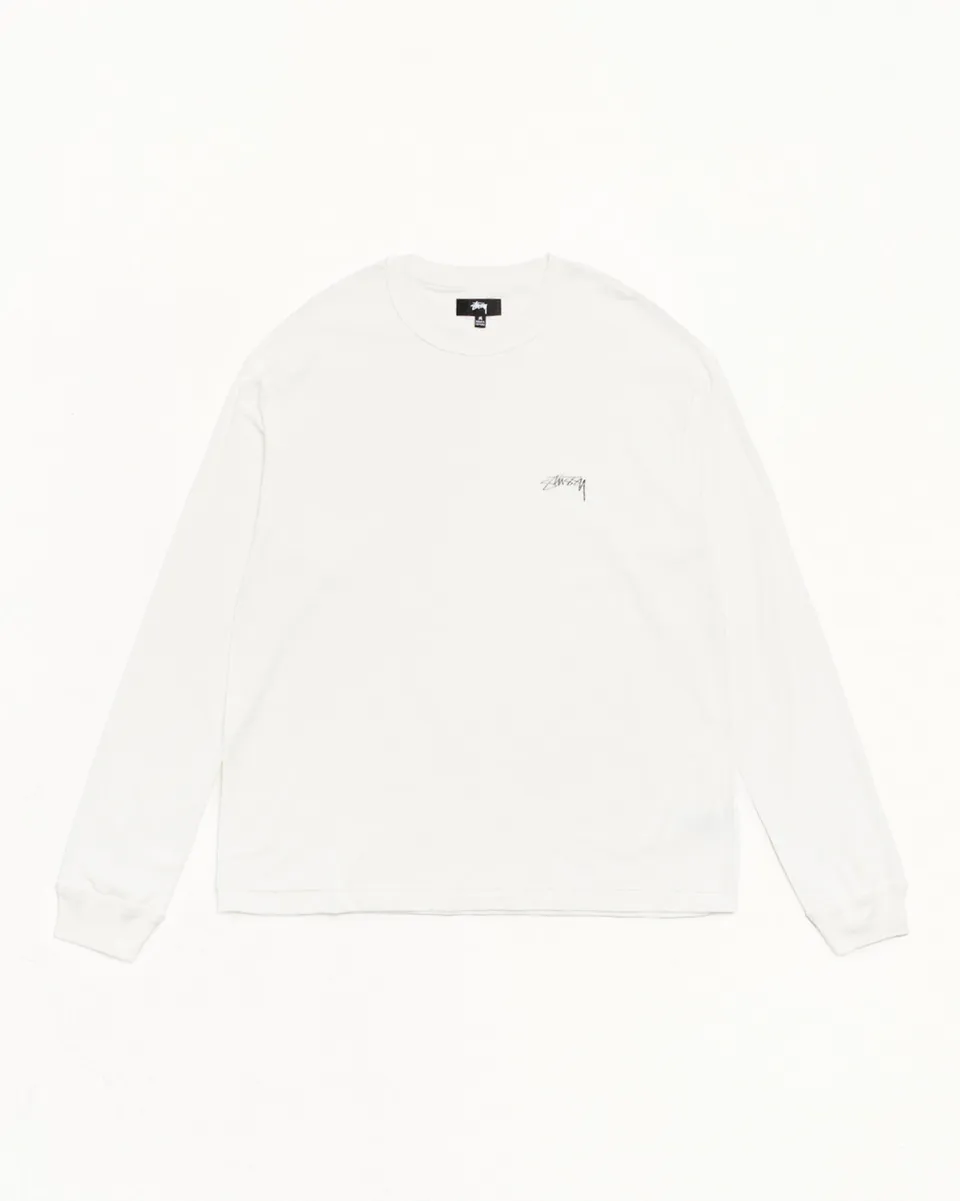 Stussy Lazy LS Tee maglietta White maniche lunghe cotone