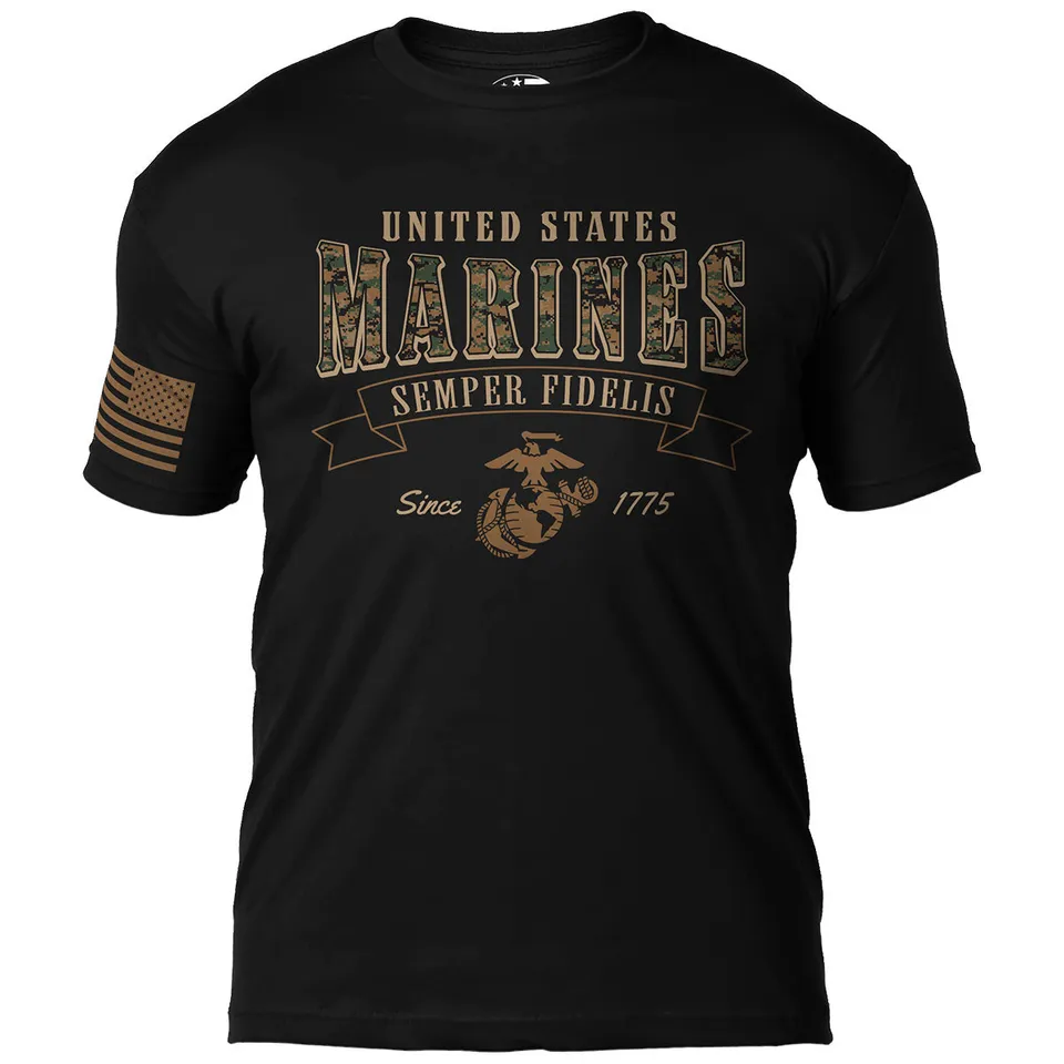 7.62 Design USMC MARPAT Maglietta Uomo Nero L Semper Fi