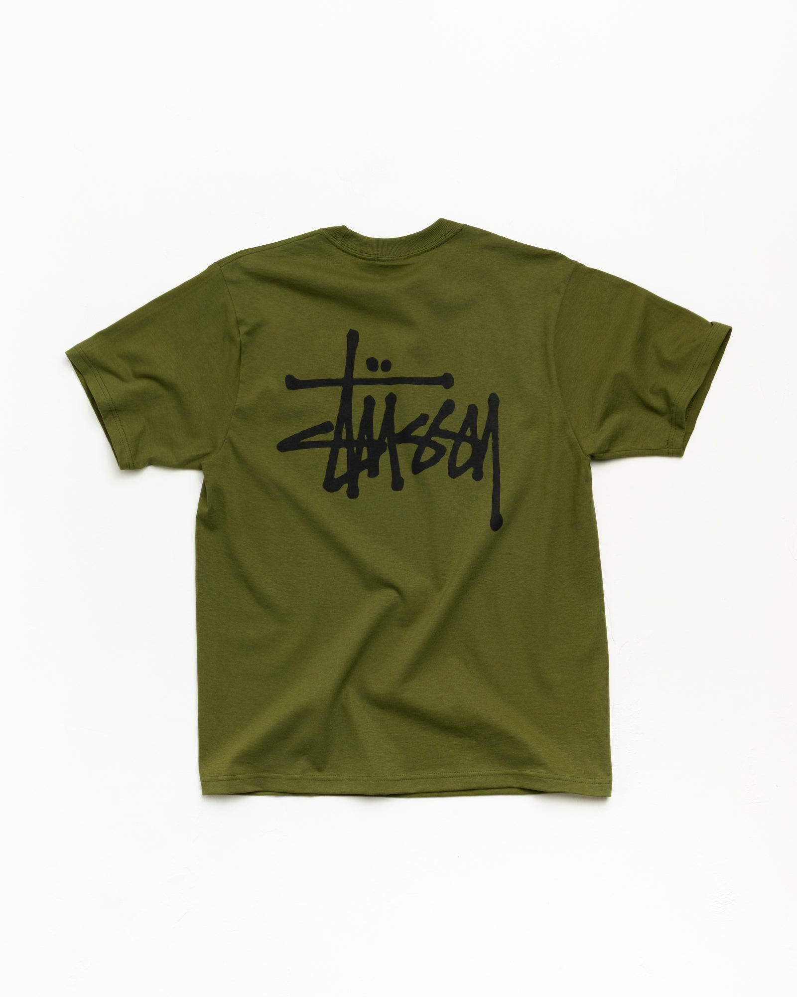 Stussy Basic Tee maglietta oliva cotone relaxed fit