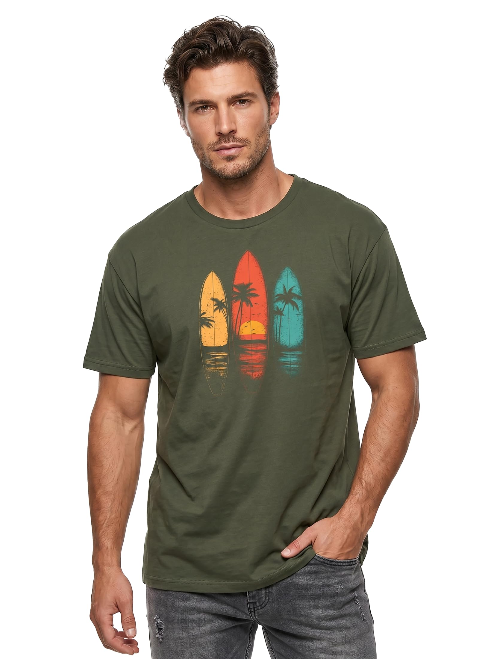 MAKAYA T-Shirt Uomo Surf Maglietta California Nera XL Cotone