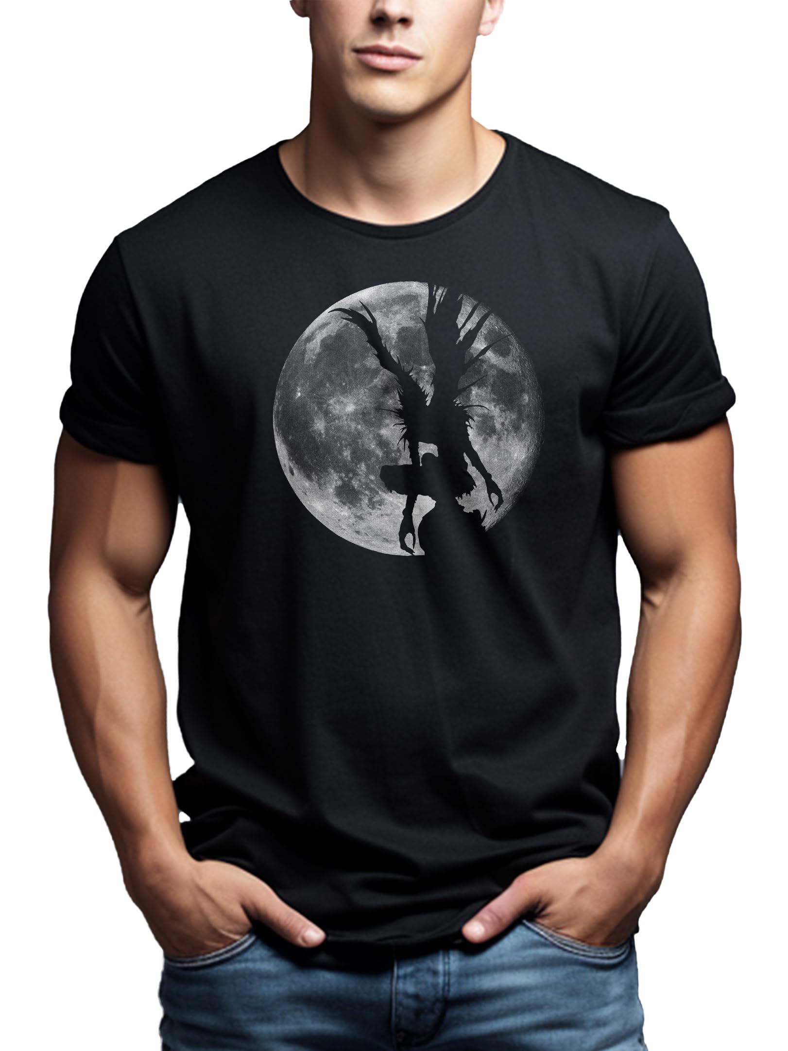 MAKAYA Ryuk Shinigami T-Shirt Uomo Cotone Nerd Manga Nero